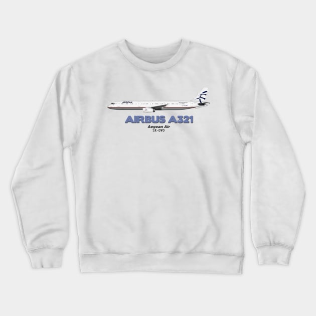 Airbus A321 - Aegean Air Crewneck Sweatshirt by TheArtofFlying